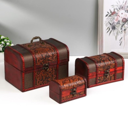 Casket chest wood set 3 pcs Disor "Building" MIX 22x15x15 cm