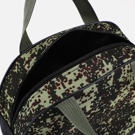 Cosmetic bag on a zipper, with a grid, khaki color/green-2