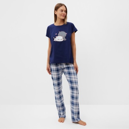 Home female "kittens" (T -shirt/pants), blue/beige color, size 46