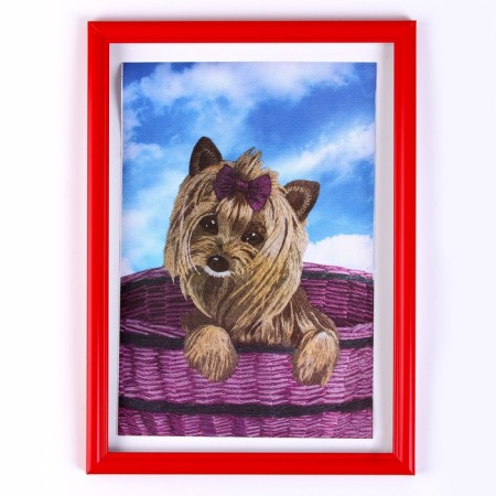 Set for creativity "Artistic embroidery with smooth stitch. Dog "with a frame-1