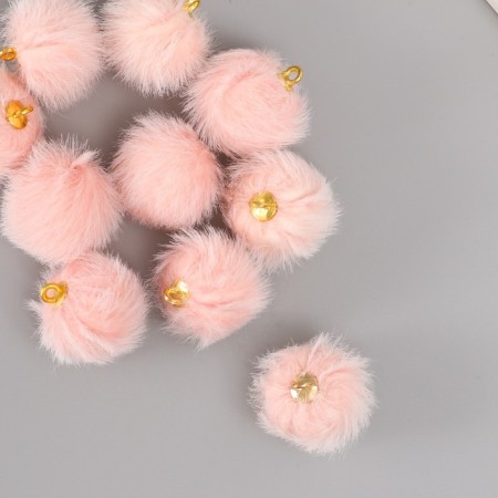 Decor for creativity Artificial fur "ball" Direct pink set 10 pcs, D = 2 cm-1