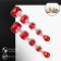 Hanging earrings with “fluid” rhinestones, white-red color in gold, 8.5 cm