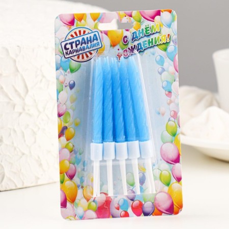 Candles for the "Neon" cake, 10 pcs, blue 5 cm-7