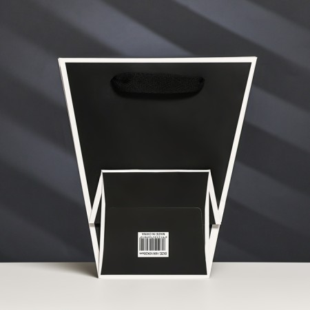 Package-carrier for flowers 10 × 10 × 20 x 18 cm, black with a border-1