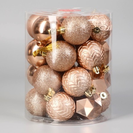 Set of balls plastic D-6 cm, 26 pcs "Isabelle" to the edge, gold-1