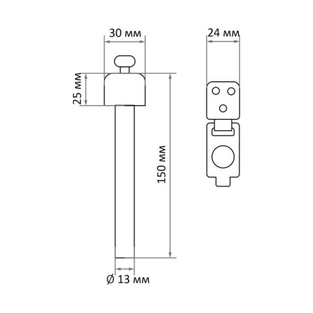 A door limiter with a latch 150 mm, mount in concrete, chromium color-3
