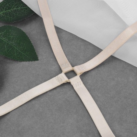 The straps of textile, cross -shaped, 1 cm, beige color-7