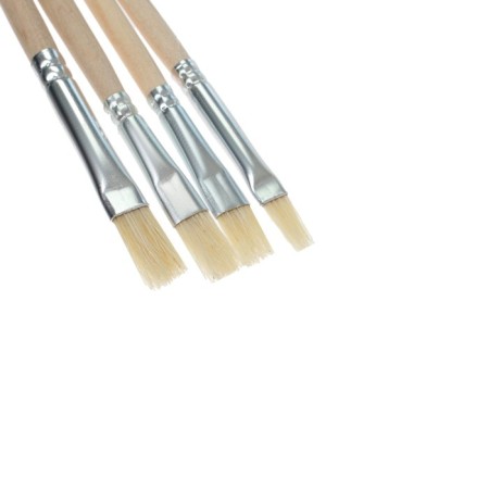A set of brushes, bristles, flat, 4 pieces: No. 1, 2, 3, 4, with wooden handles, on a blister-2
