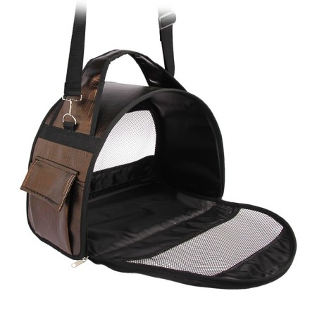 Bag - animal transport, semicircular, artificial leather, 40 x 20 x 27 cm, brown-1