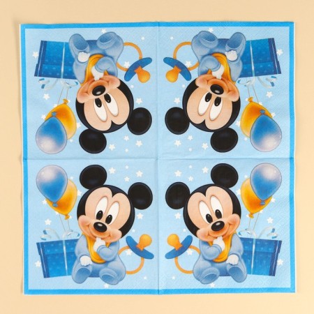 Paper napkins, 33x33 cm, 20 pieces, 3 strata, Mickey Mouse-6