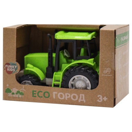 Eco-machine Funky Toys "Tractor", with a friction mechanism, green color, 12 cm-3