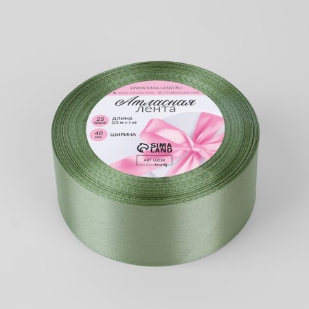 Satin tape, 40 mm × 23 ± 1 m, pistachio color No. 65-1
