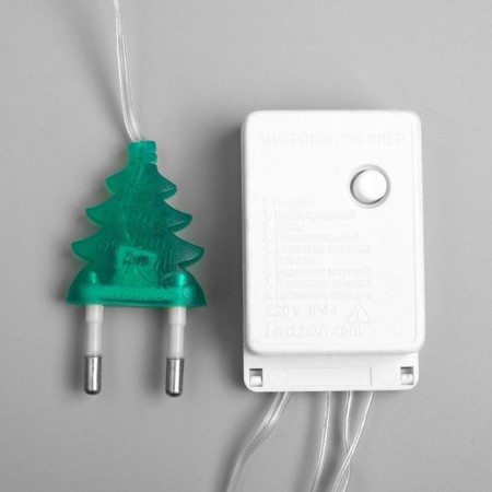 Garland “thread” 5 m with nozzles “Green Hedgehogs”, IP20, Transparent Thread, 30 LED, Green Glows, 8 modes, 220 V-4
