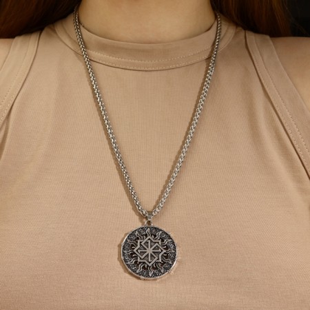 Kolovrat pendant-cooler is glowing, the color is black silver, 60 cm-1