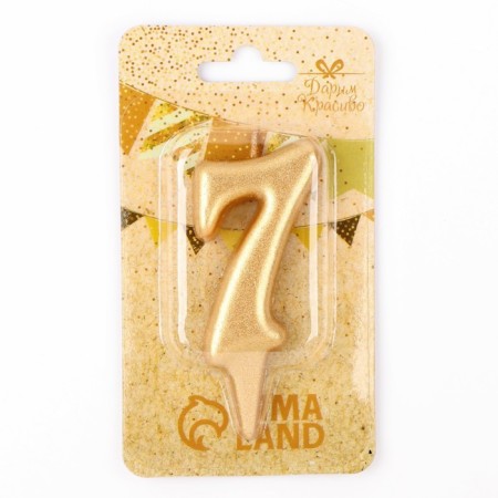 Candle for the cake figure "Oval" Golden "7, large, 5.5 cm-3