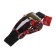 Glass-mask for motorcycle driving, golden chrome glass, white-red-black, OM-10