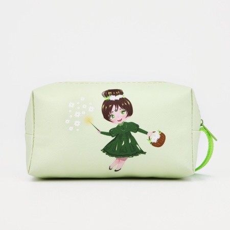 Cosmetic bag with a handle, a green color-1