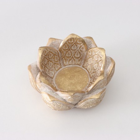 Polystone candlestick for 1 candle "Lotus" gold 10.5x12x9 cm-1