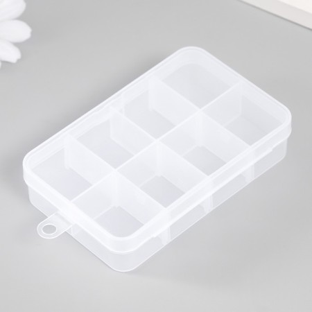 Casket Plastic for the little things "rectangular" transparent 8 compartments 6.5x10.5x2.2 cm-2