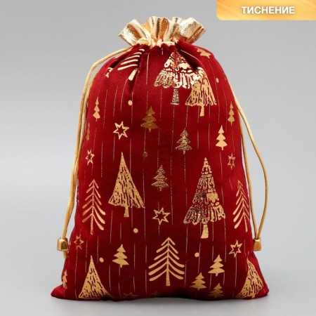 Bag gift plush “heat and love”, Christmas trees, embossing, 20 x 30 cm +/- 1.5 cm, New Year