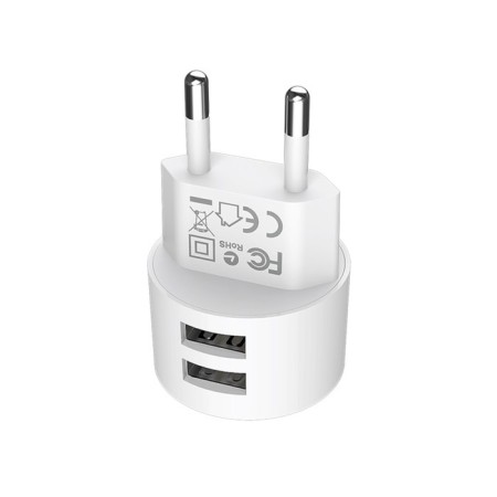 Network charger Borofone BA23A, 2XUSB, 2.4 A, white-3
