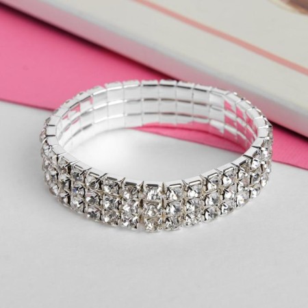 Bracelet Children's "chosen" ice, 3 rows, white color in silver, d = 5 cm