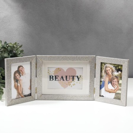 Photo frame Plastic in 3 photos 10x15, 15x20 cm "sparkles" silver 18x50 cm