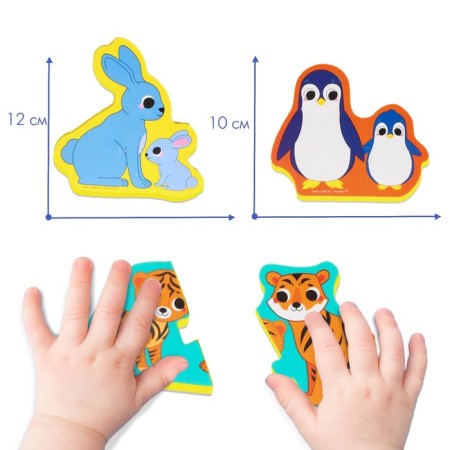 Soft puzzle for babies "Mom and kids", 5 puzzles, crumb I-1