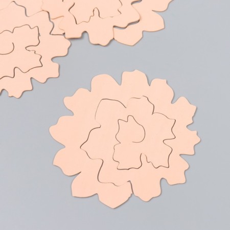 The workpiece of Foamiran "Flower Curly" 10x9.5 cm set 5 pcs. Ribbed peach-2