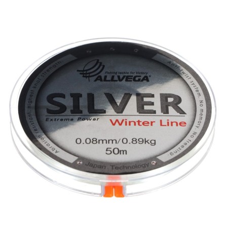 Monophile Fine Allvega Silver, diameter 0.08 mm, test 0.89 kg, 50 m, silver