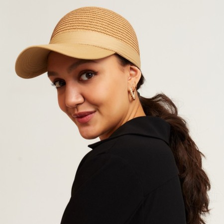 Cap female wicker minku brown color, size 56-58-1
