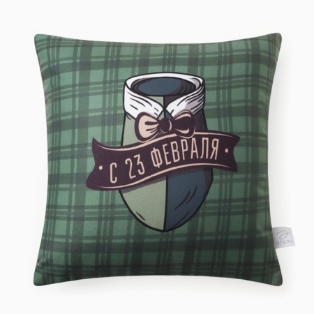 Decorative Ethel Pillow "From February 23" 40x40 cm, velor, 100% of the p/e