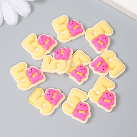 Decor for creativity "Number 5 with an animal" set 10 pcs 1.8x1.8 cm-2