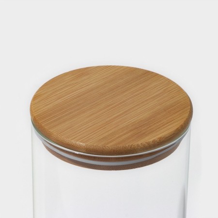 Glass Bank for bulk products with bamboo lid Bellatenero "Eco", 450 ml, 8.5 × 10.5 cm-2
