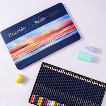 Family pencils 36 colors, Finenolo, 3.8 mm, hexagonal, in a metal pencil case-14