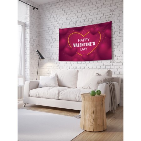 Decorative panel with photo printing "Happy Valentine’s Day", horizontal, size 100x150 cm