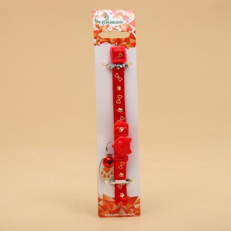 Fly collar "paw" luminous, with a bell and suspension, 30 x 1 cm, polyester, red 1067108-6