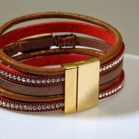 Assorted Bracelet "on the magnet" luxury, dark brown color in gold, 19.5 cm-1