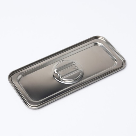 Stainless steel container 3 sections, 33 × 15.5 × 7 with a lid-5