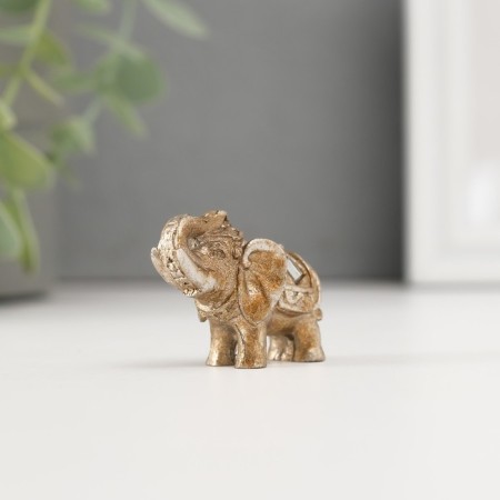 Souvenir Polystone "Elephant with a Flower on the Popon" 3x4x1.5 cm-2