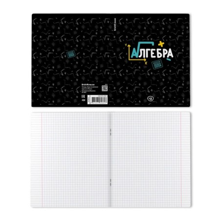 Subject notebook, 48 sheets, cage, algebra, Erichkrause "Inscription", Twin-Lalam Cardboard cover, OFSET BELICT 100%, info block-1