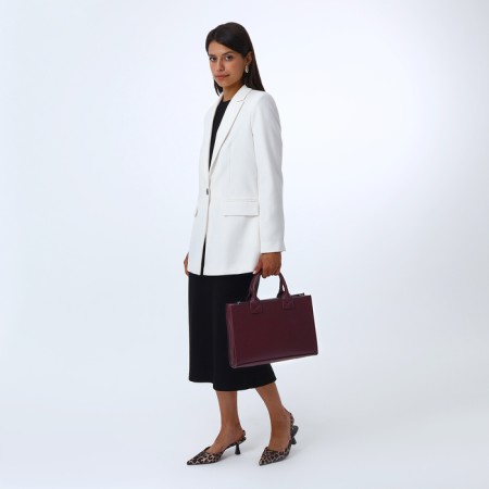 Female bag Textura, tout, medium size, burgundy color-9
