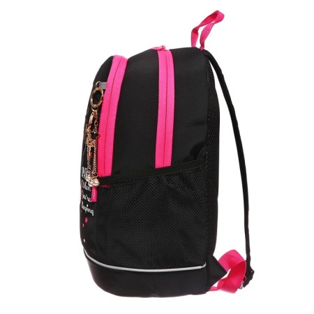 School backpack, 38 x 28 x 18 cm, Grizzly, ergonomic back, + keychain, black-3