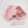 Lunch box, 800 ml, with instruments, 12 x 7.6 x 20 cm, pink