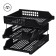 A set of horizontal paper trays, Strong 3 pieces, on metal rods, black