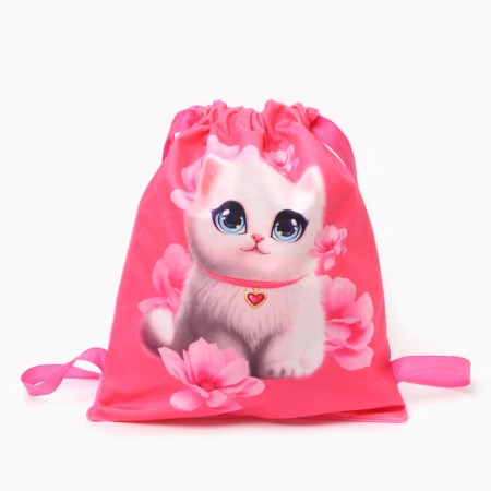 Children's bag "White cat", 35 × 30 cm, pink color-3