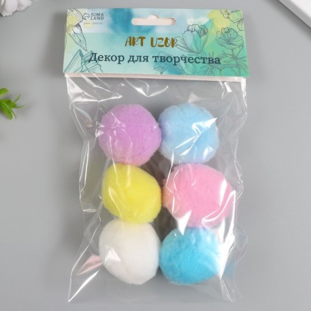 Decor for creativity "Pomponchiki. Pastel" mix d = 4 cm set 6 pcs-3
