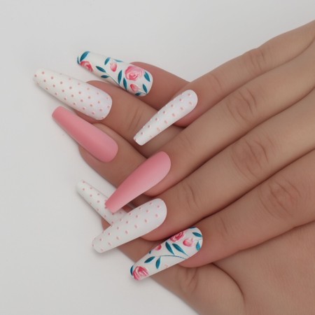 Follow nails "Light mood", 12 pcs, with adhesive plates, ballerina shape, multi -colored-7