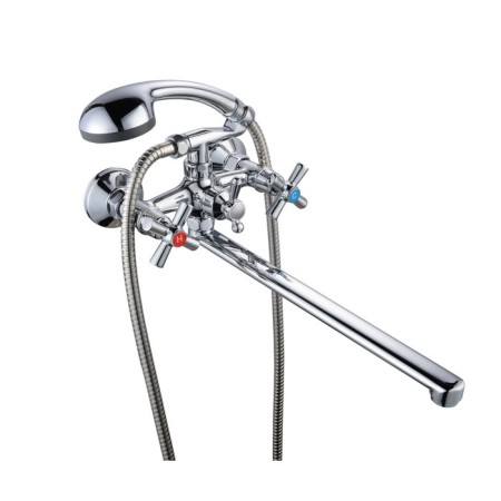 Bath mixer "RMS" SL138-143P, pour 350 mm, shower set, zinc, chromium