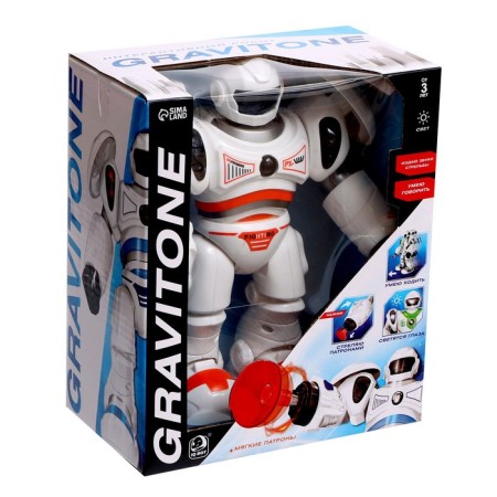 Gravitone robot, light, sound, shoots, on batteries, Russian voice acting, color mix-10
